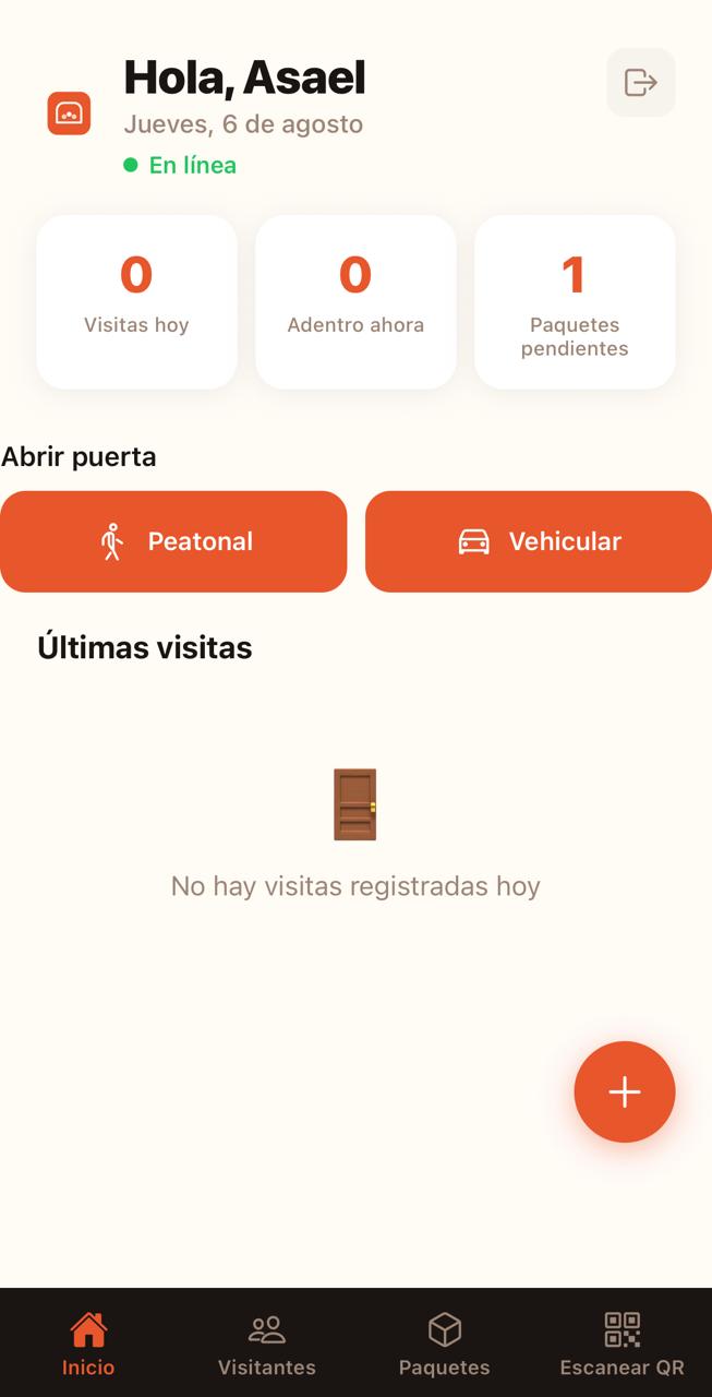 App de portero de portea en Altozano: botones para abrir la puerta peatonal y vehicular, con visitas y paquetes del día