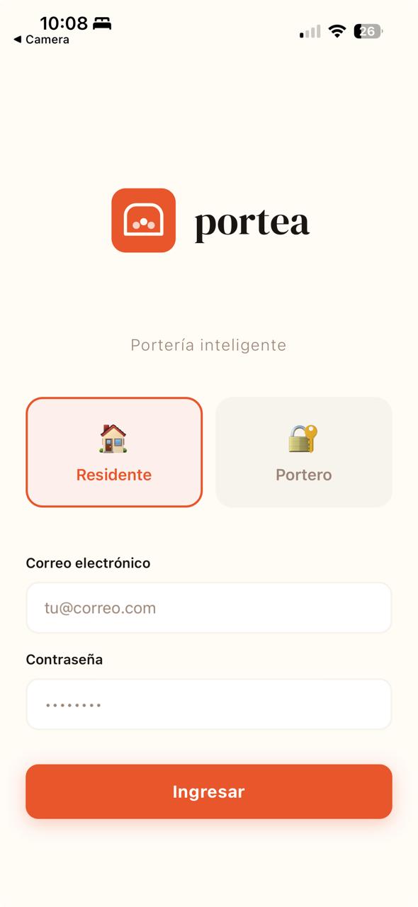 App móvil residente Portea - QR de acceso y notificaciones