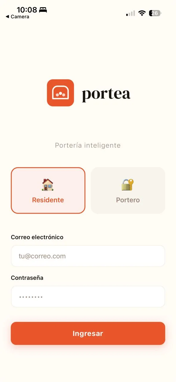 App móvil residente Portea - QR de acceso y notificaciones