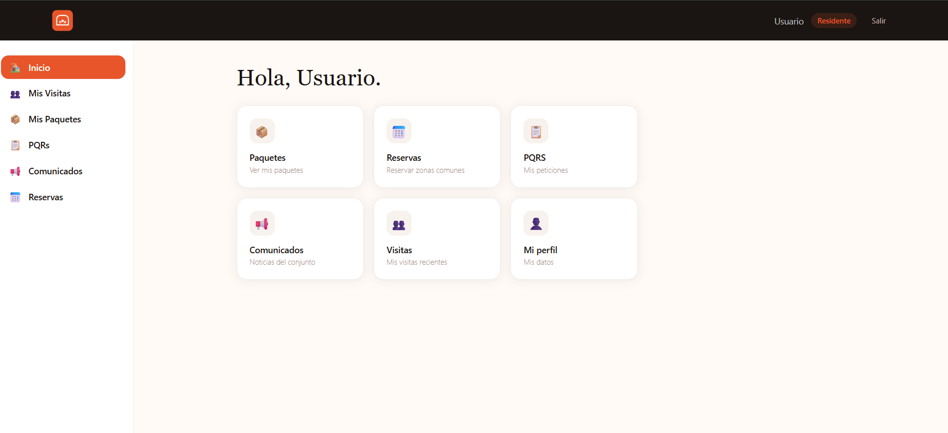 App para residente Portea - generación de QR de visita y reserva de zonas comunes